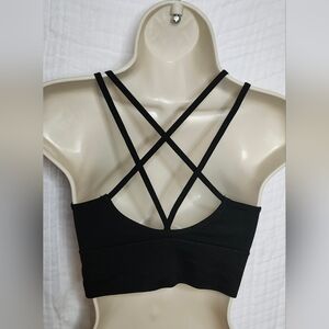 Strappy Black Sports Bra  Size Large (runs more like a small)